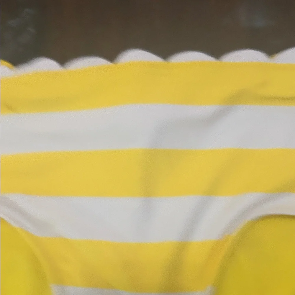 Girl's Justice Yellow & White Striped Scallop Bikini
